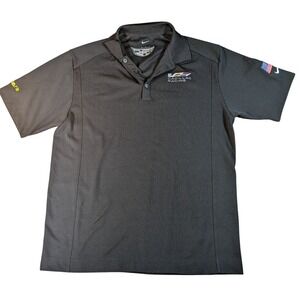 Nike Men's M Black Polyester Athletic Performance Polo Cadillac Racing Dallara
